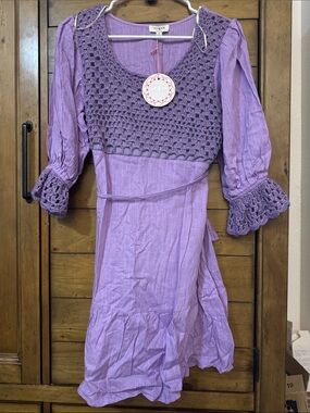 Umgee Lavender Crochet Bodice dress
